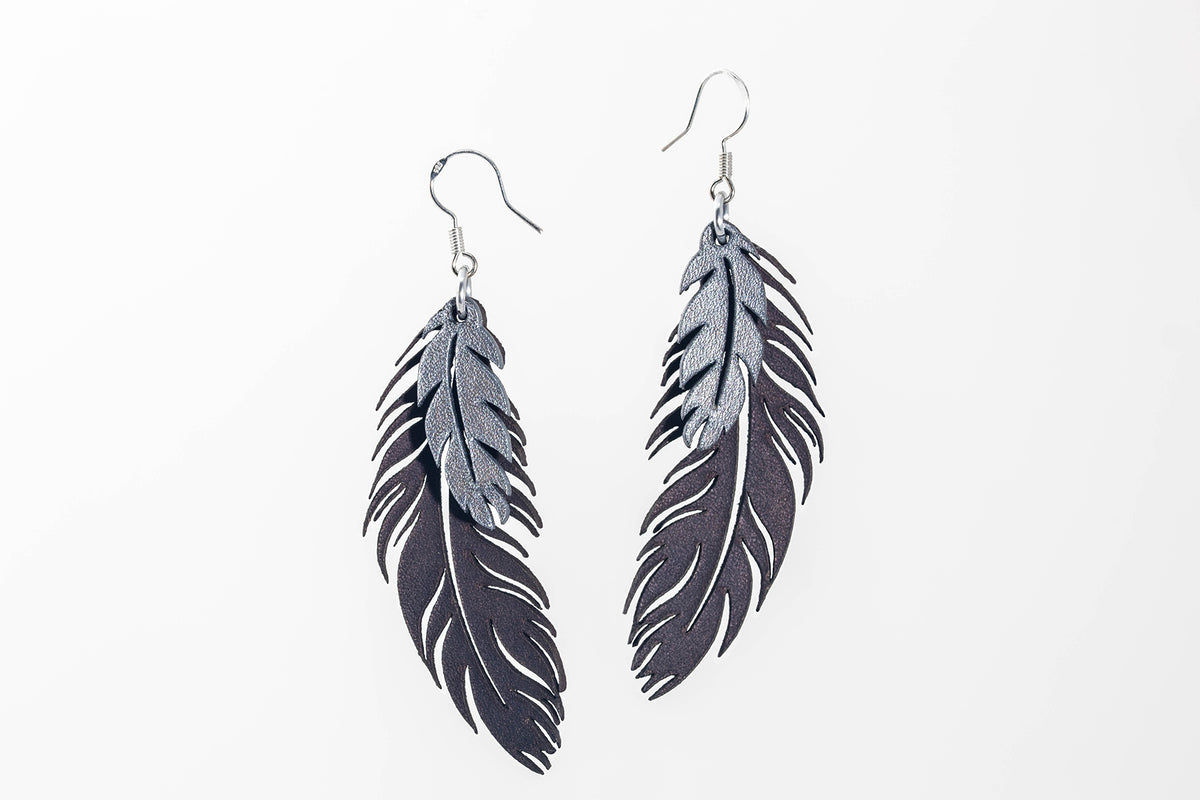 Pendientes PLUMAS azul y plata