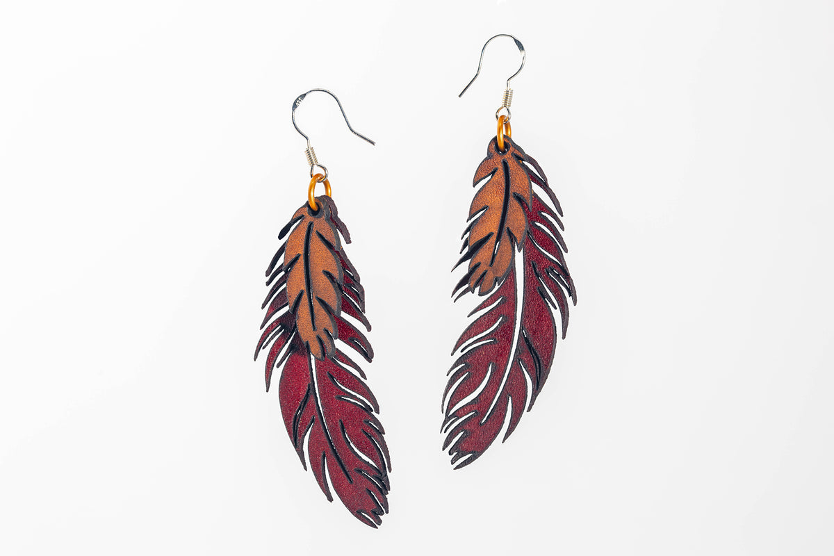 Pendientes PLUMAS rojo y amarillo