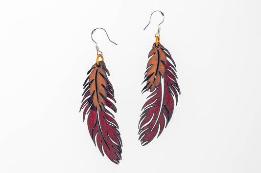 Pendientes PLUMAS rojo y amarillo